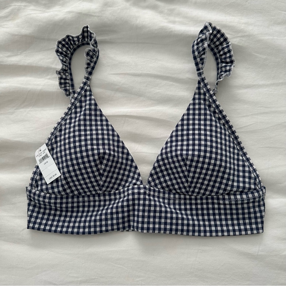 NWT Aerie Gingham Bikini Top - Navy